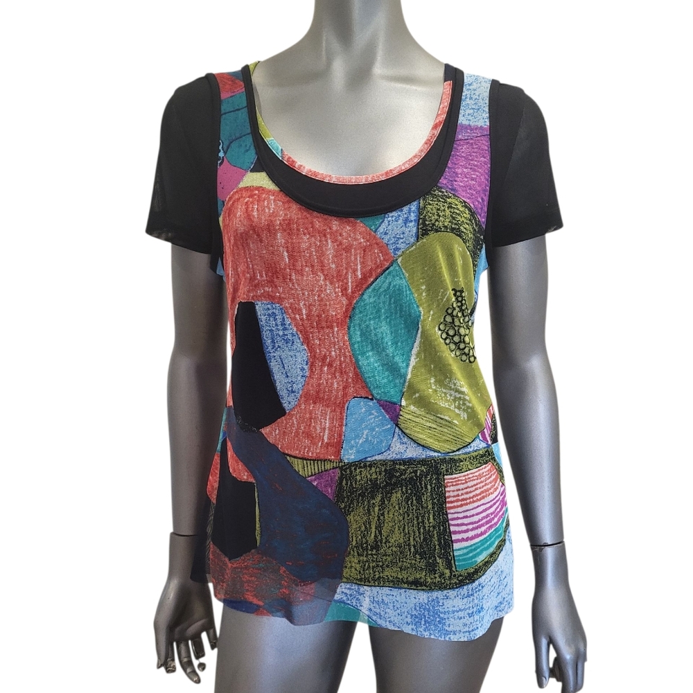 345. Dolcezza Colorful Abstract Women's Top - Size Small